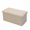 Home And Lifestyle BOXSWEDEN Ottomans & Footstools | Box Sweden 76X36Cm Ottoman Storage Cube Faux Linen Home Organiser/Stool Cream