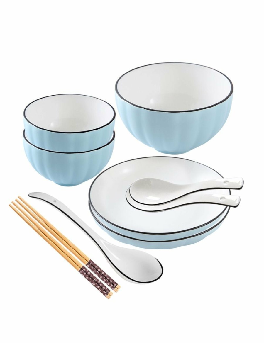 Home And Lifestyle Soga Dinnerware | Soga Blue Japanese Style Ceramic Dinnerware Crockery Soup Bowl Plate Server Kitchen Home Decor Set Of 7