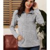 Women Fashion Boutique Active Jackets | Gray Quarter Zip Pullover Sweatshirt