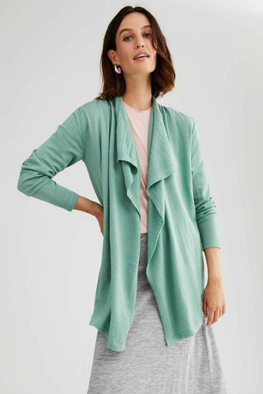 Women EziBuy Merino & Lambswool | Capture Merino Waterfall Cardigan