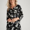 Women Millers Tunics | Millers 3/4 Sleeve Printed Tunic With Chiffon Trim