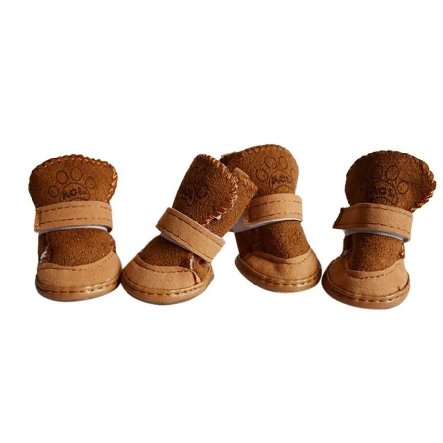 Home And Lifestyle HOD Health & Home Pet Costumes | Four Soft Booties For Dogs | Pet Shoes - Brown - S