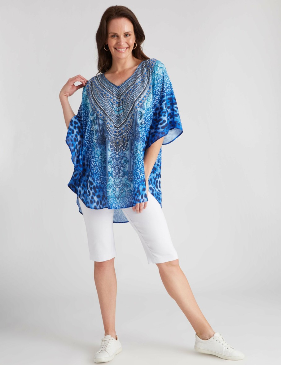 Women Millers Kaftans | Millers Extended Sleeve Placement Wow Print Bling Kaftan