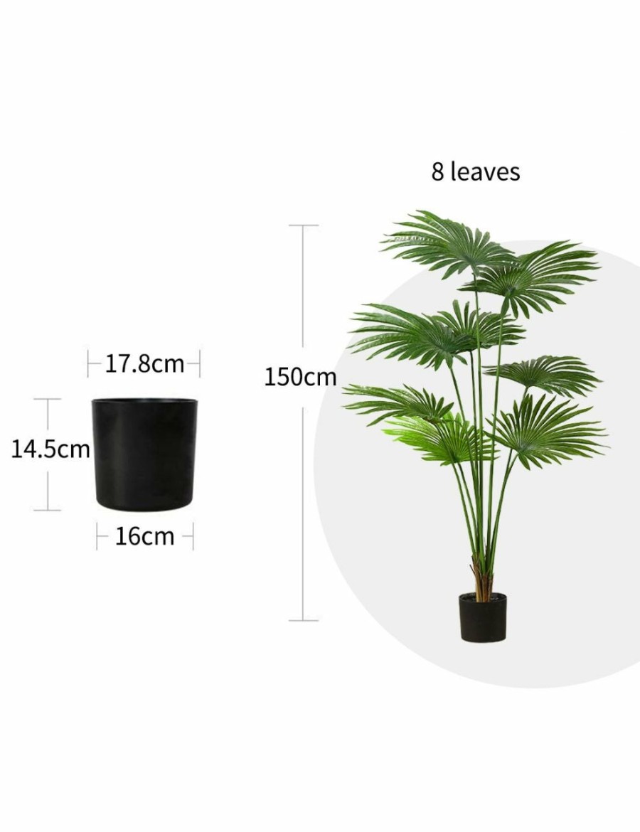 Home And Lifestyle Soga Artifical Plants | Soga 2X 150Cm Artificial Natural Green Fan Palm Tree Fake Tropical Indoor Plant Home Office Decor