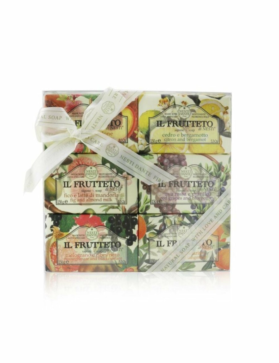 Beauty Nesti Dante Soap & Body Wash | Nesti Dante Il Frutteto Soap Gift Set (#Peach & Lemon, #Citron & Bergamot, #Fig & Almond Milk, #Red Grapes & Blueberry, #Pomegranate & Blackcurrant, #Olive Oil & Tangerine 6X150G/5.3Oz