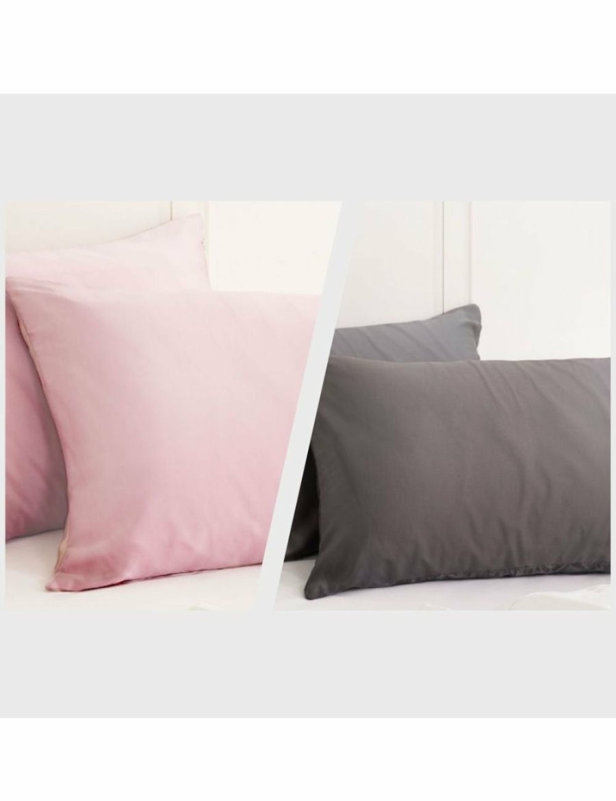 Home And Lifestyle Royal Comfort Silk Pillowcases | Royal Comfort Mulberry Silk Pillowcase Combo - 2 X Twin Packs Lilac + Charcoal