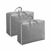 Home And Lifestyle Soga Luggage | Soga 2X Grey Plaid Medium Storage Luggage Bag Double Zipper Foldable Travel Organiser Essentials