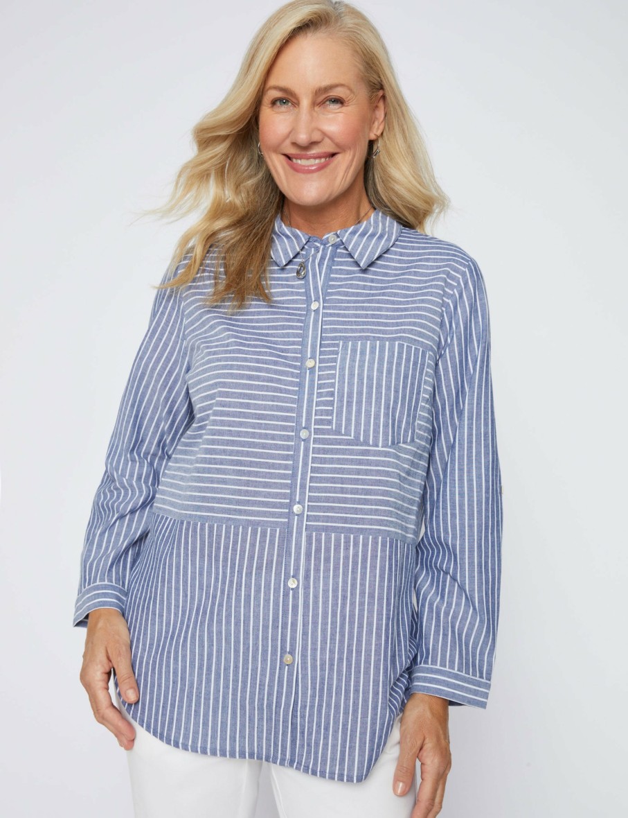 Women Millers Long Sleeve Tops | Millers Long Sleeve Cut About Stripe Shirt