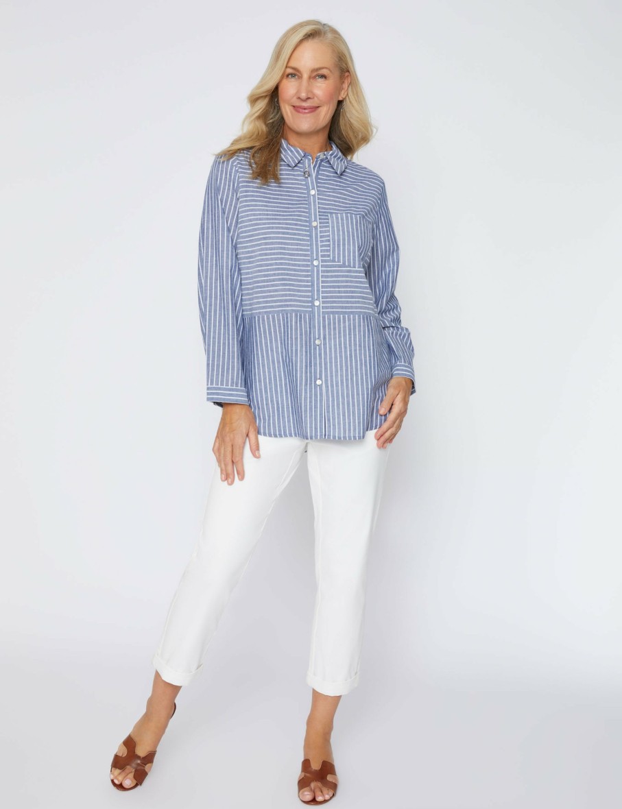 Women Millers Long Sleeve Tops | Millers Long Sleeve Cut About Stripe Shirt