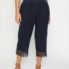 Women Millers Crops & Capris | Millers Crop Length Rib Waist Lace Hem Linen Blend Pant