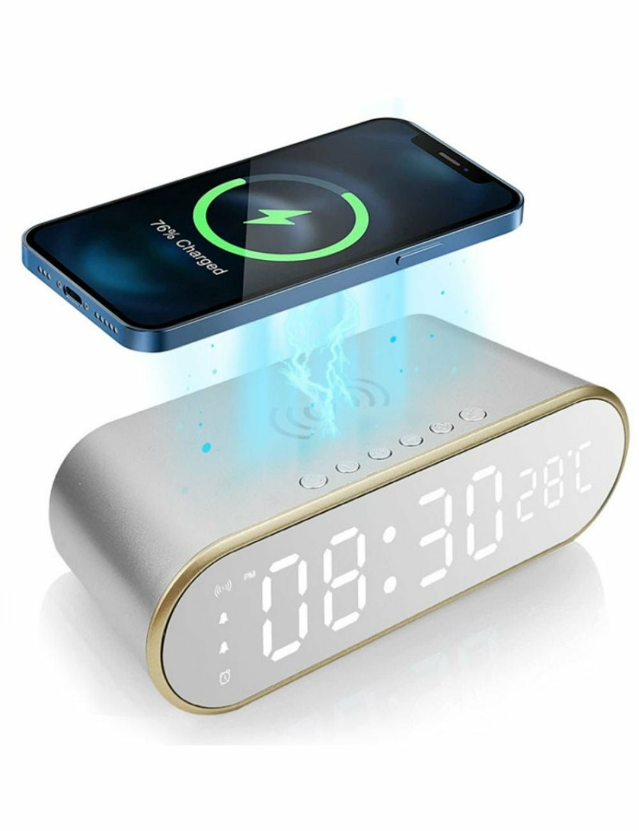 Home And Lifestyle ICB Phones & Accessories | Alarm Clock With Wireless Charger - Silver