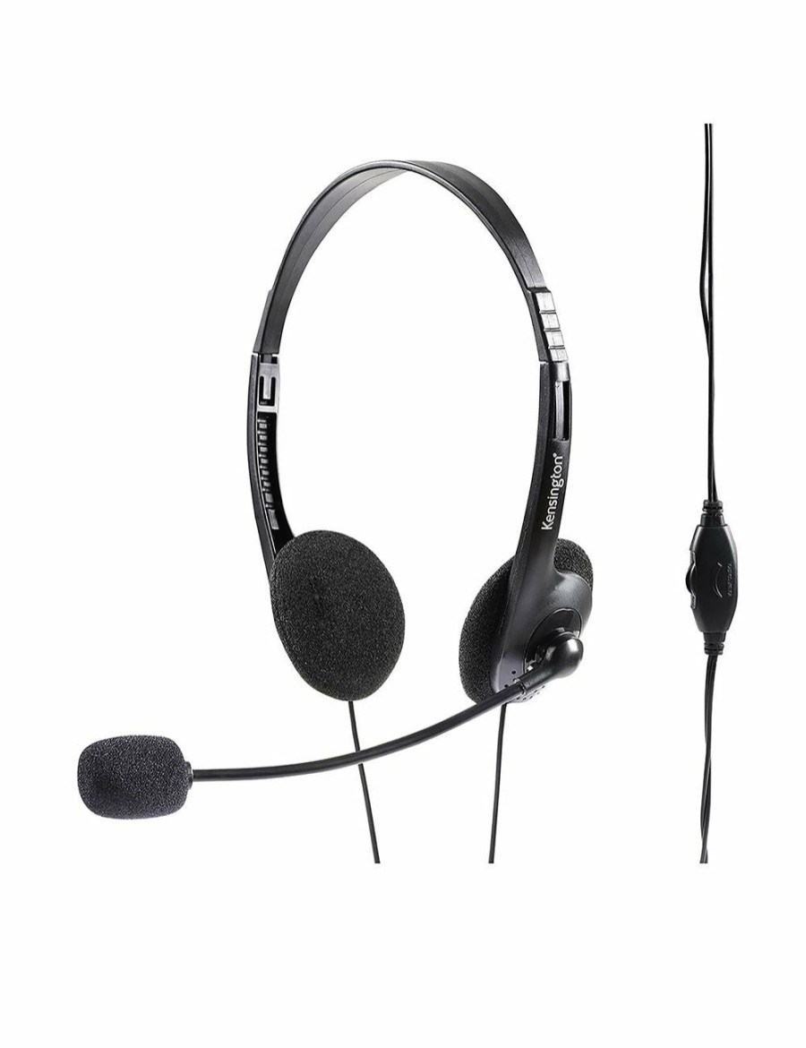 Home And Lifestyle KENSINGTON Computers & Accessories | Kensington Headphones Over-Ear Headset W/ Boom Mic/Volume 3.5Mm Audio Jack Black