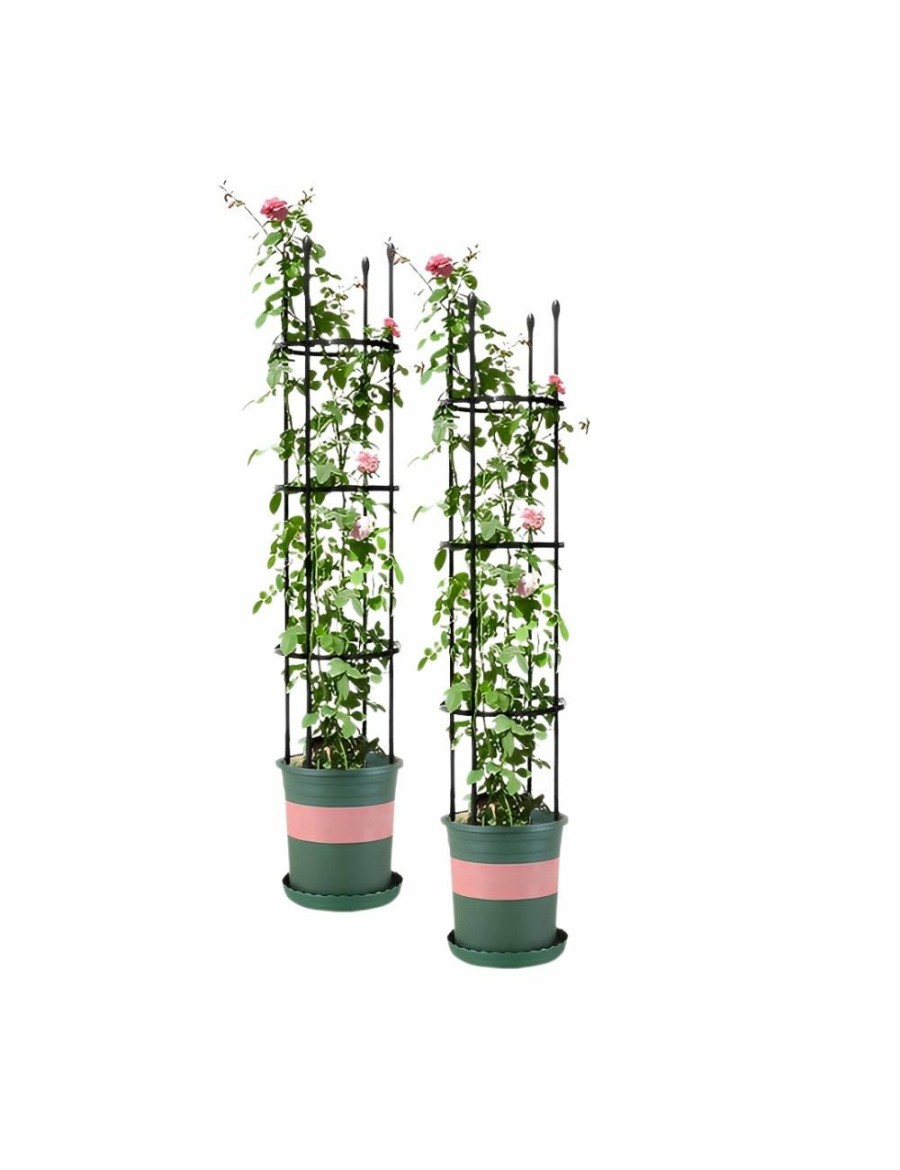 Outdoors Soga Garden Decor | Soga 2X 133Cm 4-Bar Plant Frame Stand Trellis Vegetable Flower Herbs Outdoor Vine Support Garden Rack With Rings