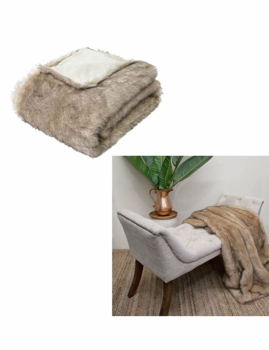 Home And Lifestyle Manchester House Blankets | J Elliot Home Brown Fox Luxury Faux Fur Throw 130 X 160Cm