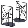 Home And Lifestyle HOD Health & Home Book Ends | Black Metal Geometric Book Holder Nordic Home Decor - Black