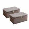 Home And Lifestyle Soga Clothes Airers & Baskets | Soga 2X Coffee Small Portable Double Zipper Storage Box Moisture Proof Clothes Basket Foldable Home Organiser