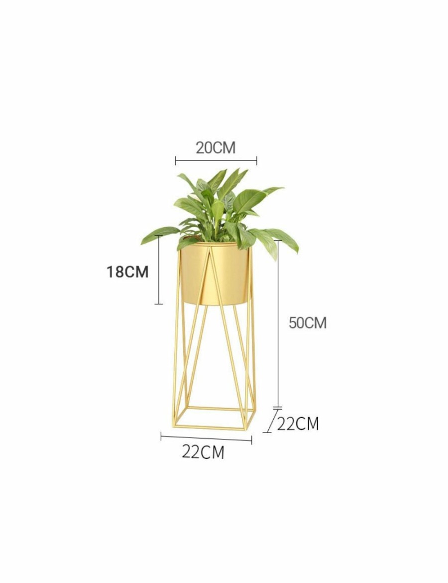 Home And Lifestyle Soga Napery | Soga 4X 50Cm Gold Metal Plant Stand With Gold Flower Pot Holder Corner Shelving Rack Indoor Display