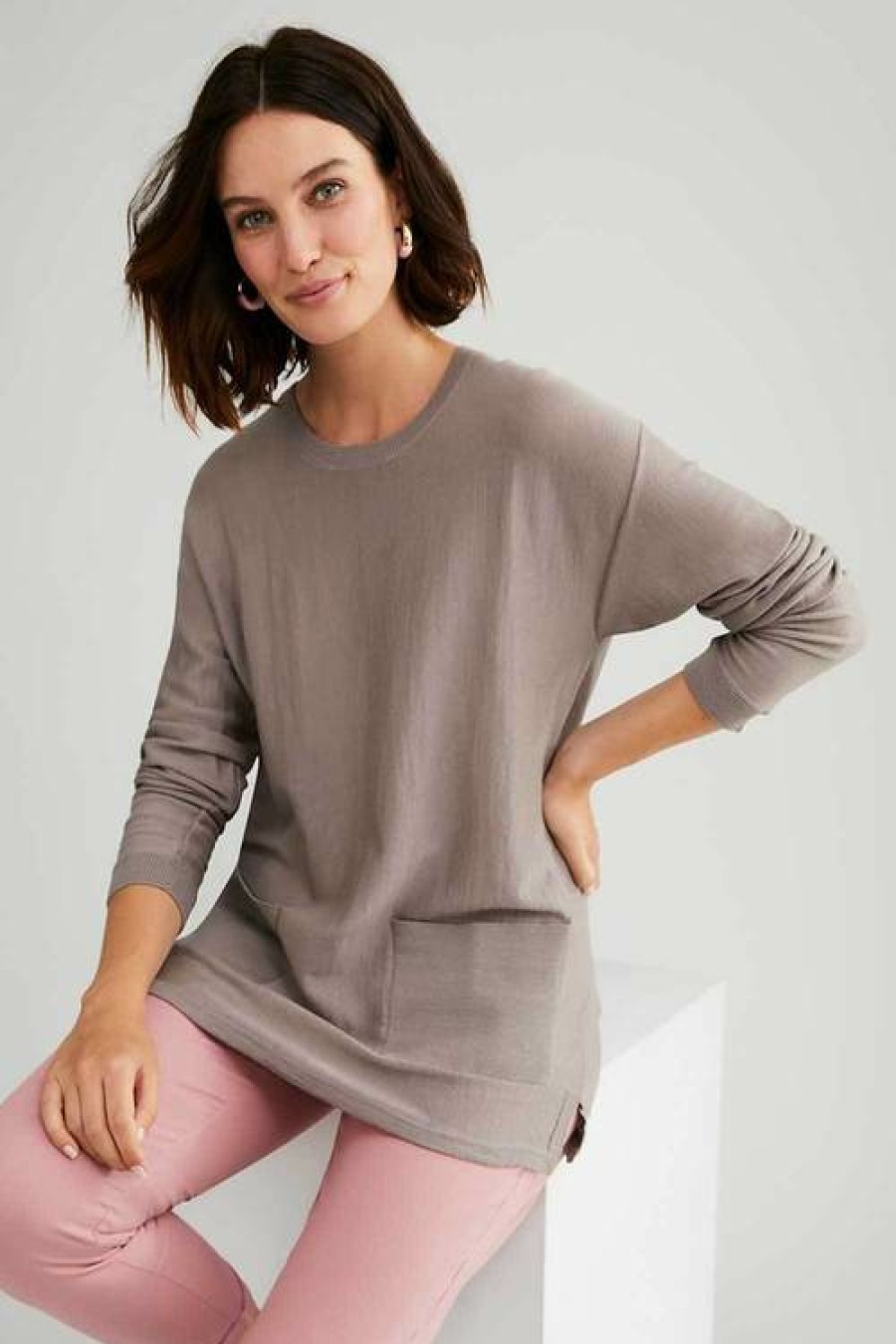 Women EziBuy Merino & Lambswool | Capture Merino Boxy Pocket Sweater