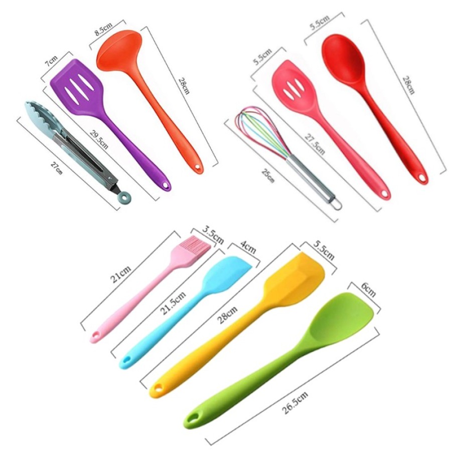 Home And Lifestyle HOD Health & Home Cooking Utensils | 10 Pieces Color Silicone Non-Stick Utensil Silicone Kitchenware Set