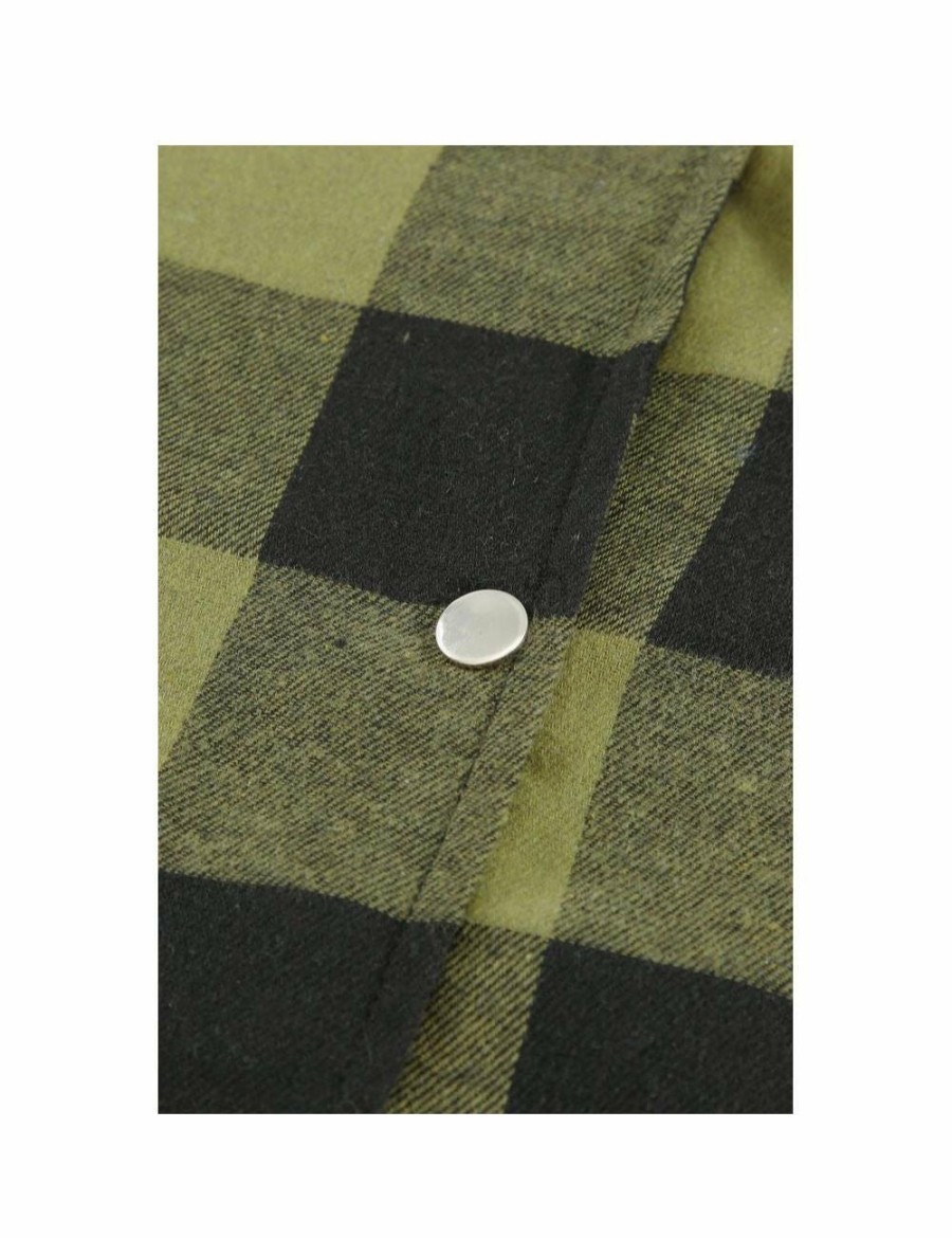 Women Azura Exchange Coats | Azura Exchange Green Turn-Down Collar Plaid Shirt Coat