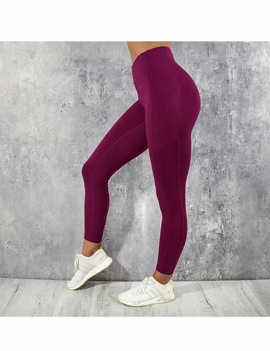 Women HOD Health & Home Active Bottoms | Women'S Gym Tights & Leggings High Waist Leggings With Side Pocket Yoga Fitness Slim Pants