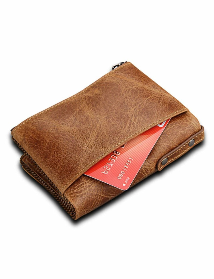 Home And Lifestyle ICB Accessories | Mens Rfid Wallet With Zipper And Credit Card Slots - Brown Brown