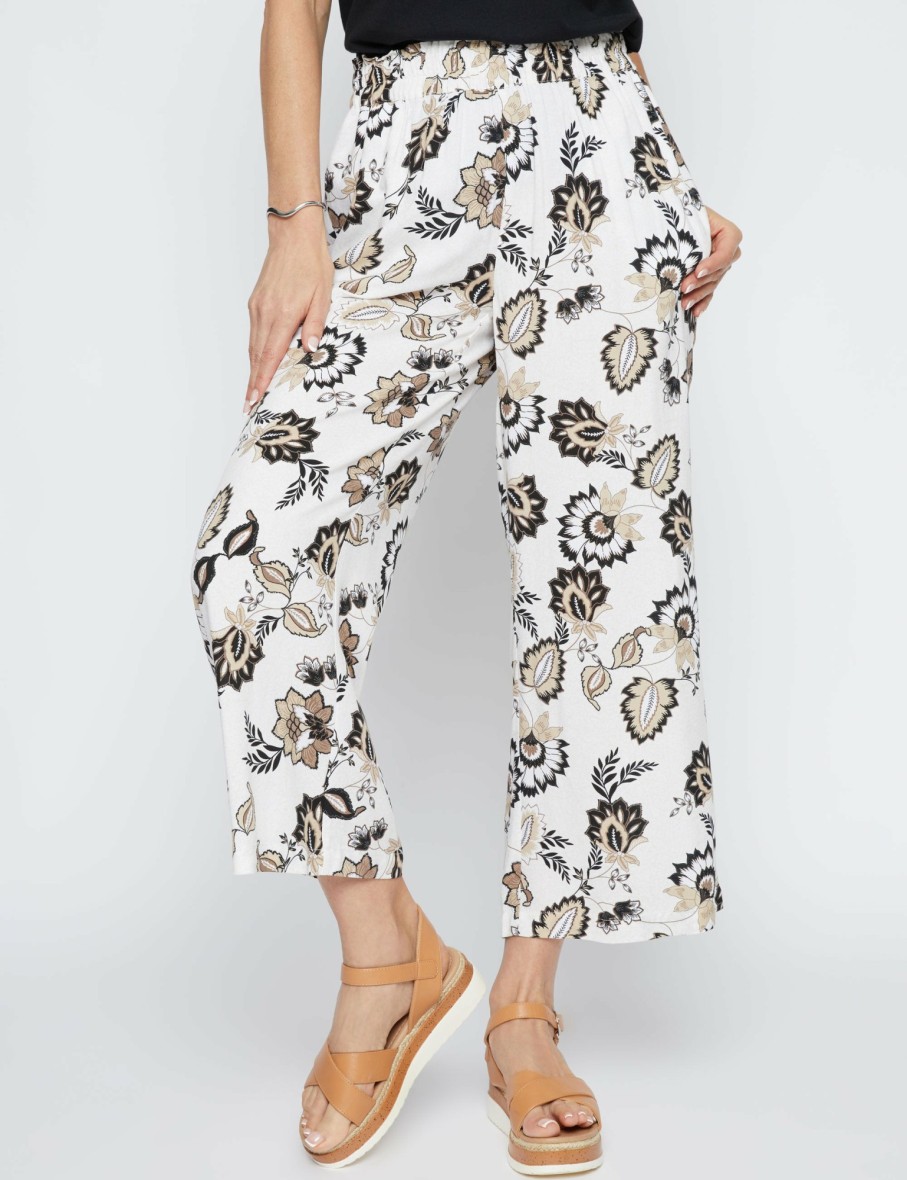 Women Millers Pants | Millers Ankle Length Ruffle Waistband Printed Rayon Pant