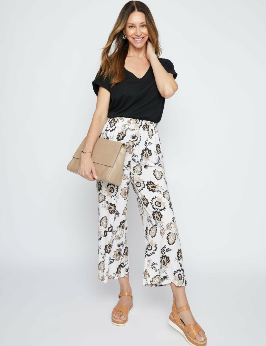 Women Millers Pants | Millers Ankle Length Ruffle Waistband Printed Rayon Pant