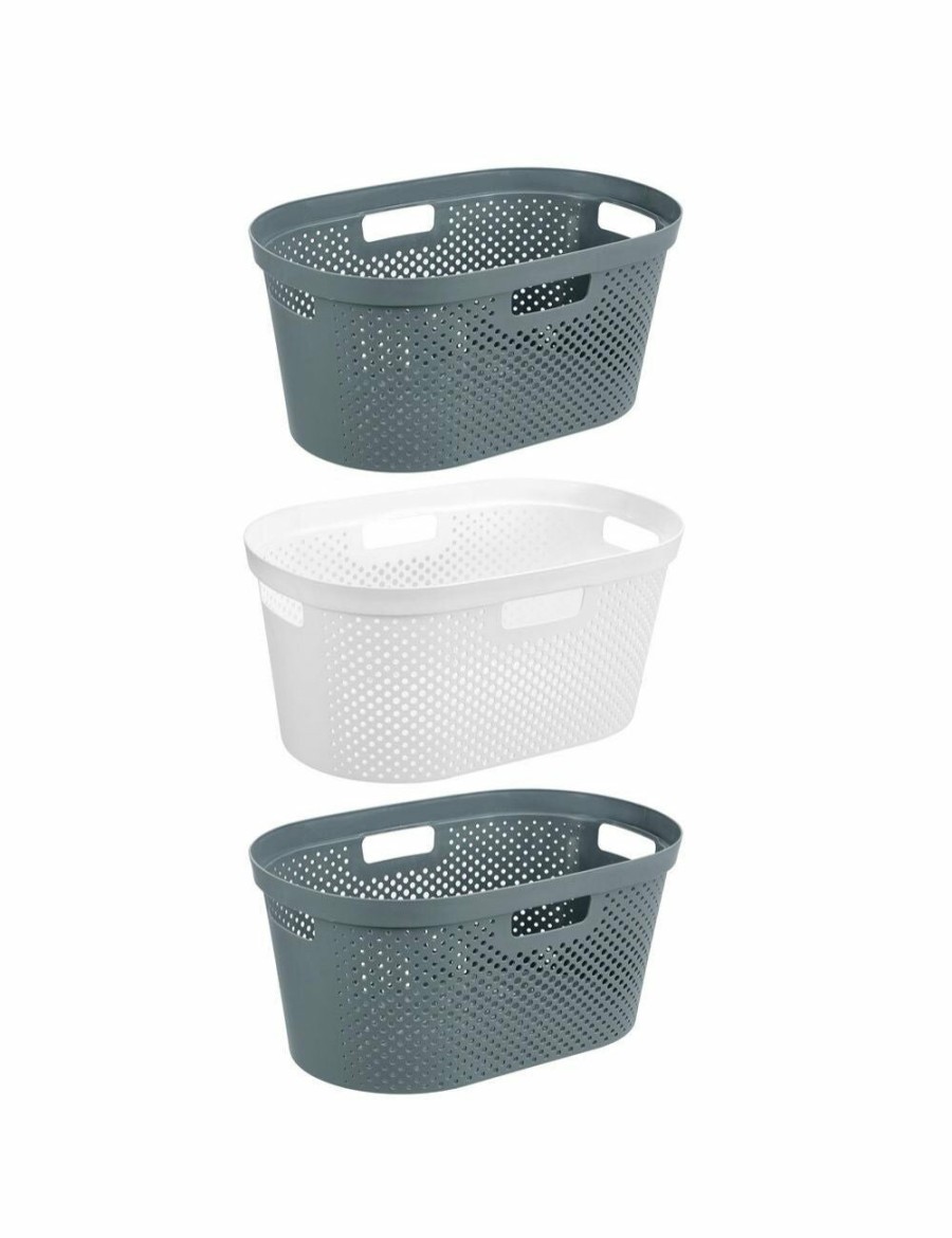 Home And Lifestyle BOXSWEDEN Clothes Airers & Baskets | 3X Boxsweden Hudson 40L Laundry Basket Storage Clothes Hamper Organiser Assorted