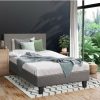 Home And Lifestyle Oikiture Beds | Oikiture Bed Frame Single Size Mattress Base Platform Wooden Slats Grey Fabric