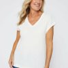 Women Millers Tees | Millers Extended Sleeve Textured V-Neck