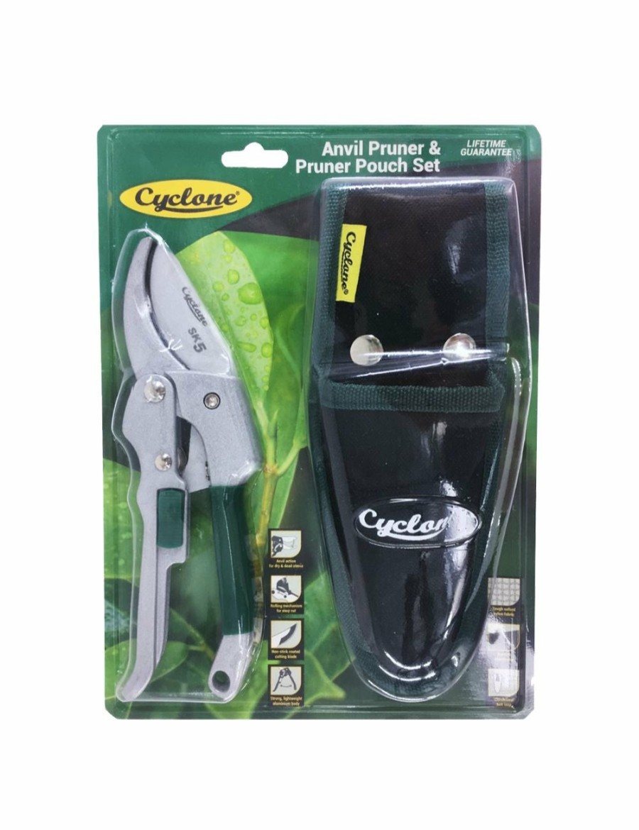 Outdoors CYCLONE Garden Tools | 2Pc Cyclone Anvil Pruner & Pouch Set Plant/Flowers Cutting/Gardening/Pruning