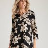 Women Millers Tunics | Millers 3/4 Sleeve Printed Tunic With Chiffon Trim