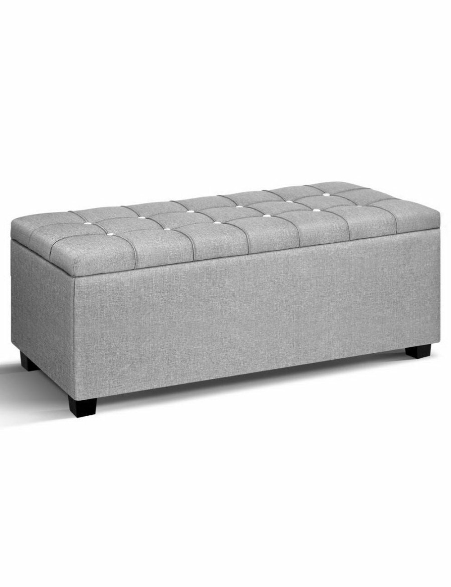 Home And Lifestyle HOD Health & Home Ottomans & Footstools | Artiss Storage Ottoman Footstool Blanket Box Stool Bench Toy Seat Grey - One Size