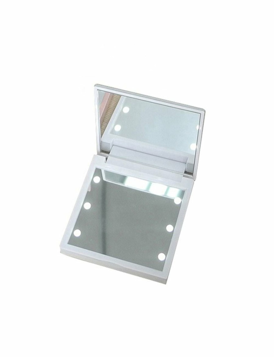 Beauty Mega Deal Warehouse | 6 Built In Led Mini Handheld Folding Makeup Mirror Battery Operated