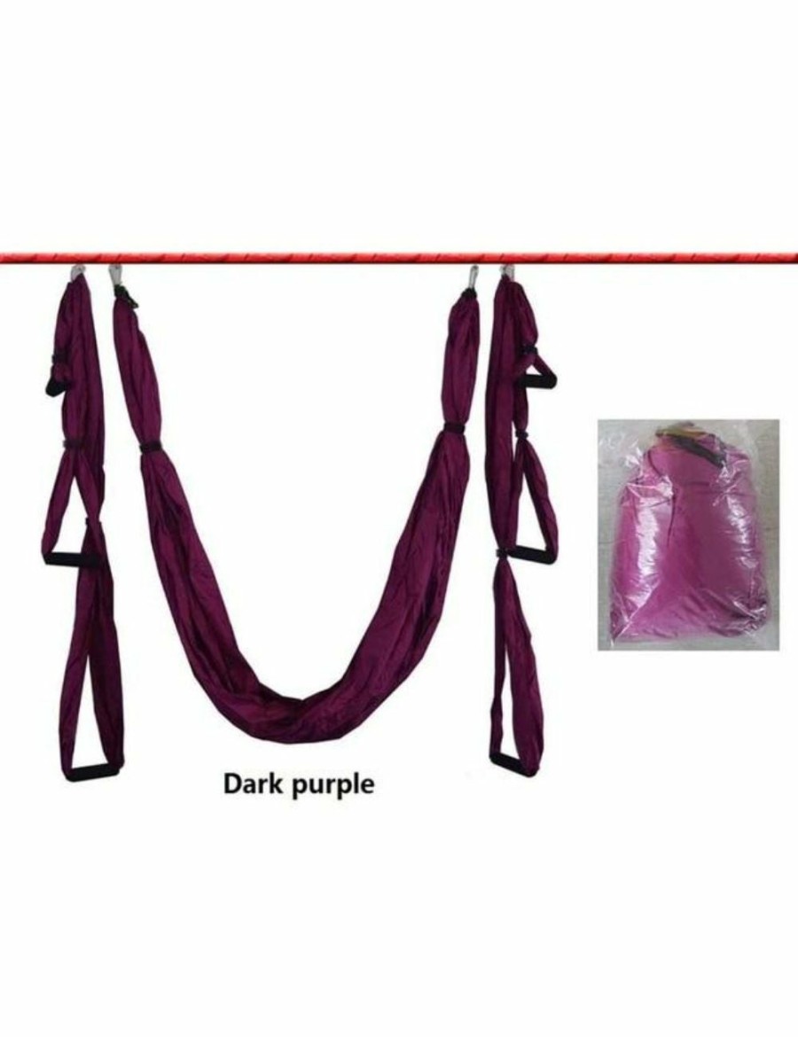 Sport & Fitness HOD Health & Home Equipment | Anti-Gravity Aerial Yoga Hammock Hanging Belt Swing Trapeze Home Gym Fitness Exercises - Dark Purple